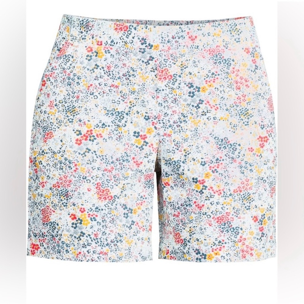 Lands' End Ditsy Floral Women's Cotton Pull‎ On Shorts. Size 14.